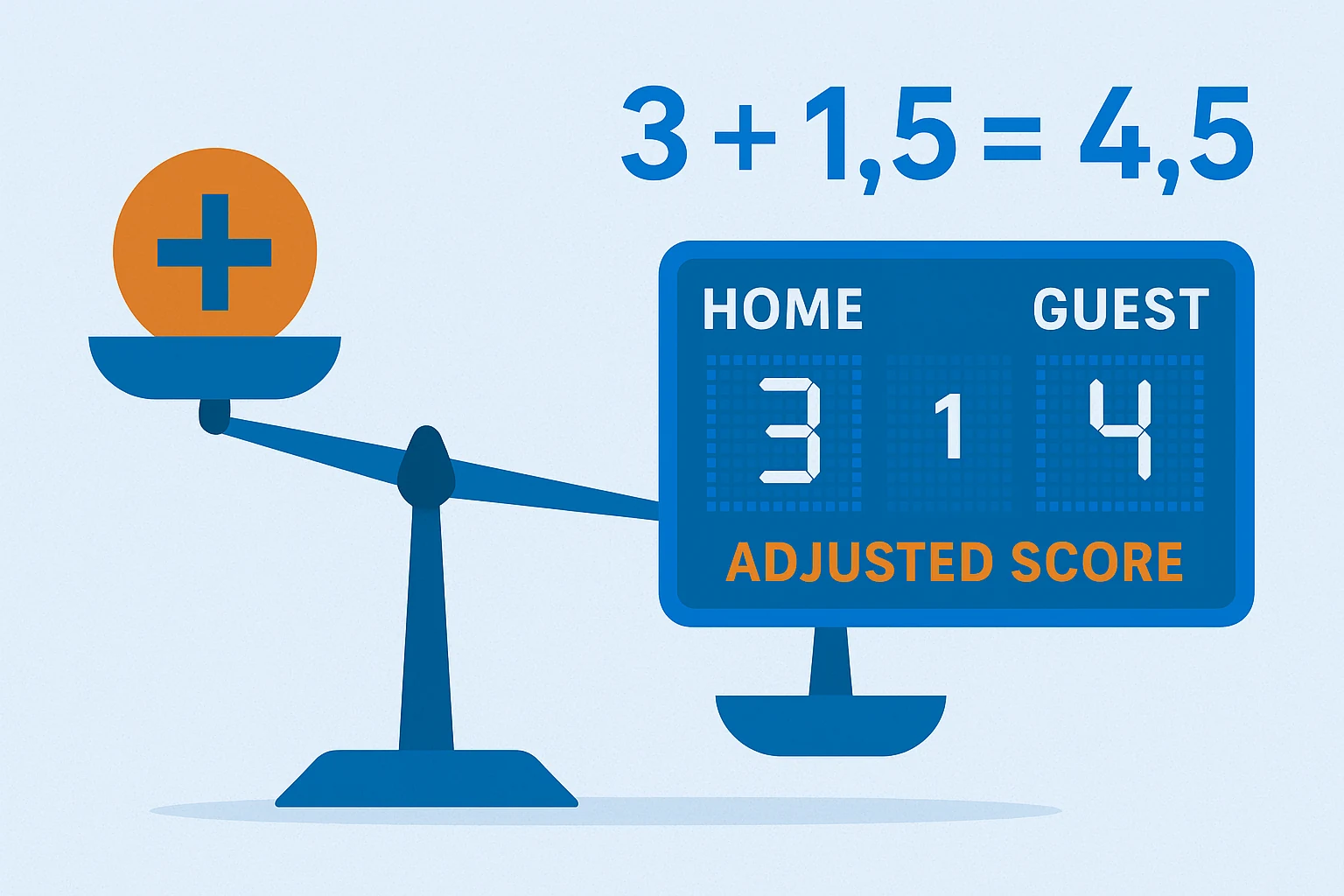 Handicap weddenschap concept met balans en aangepaste score uitleg