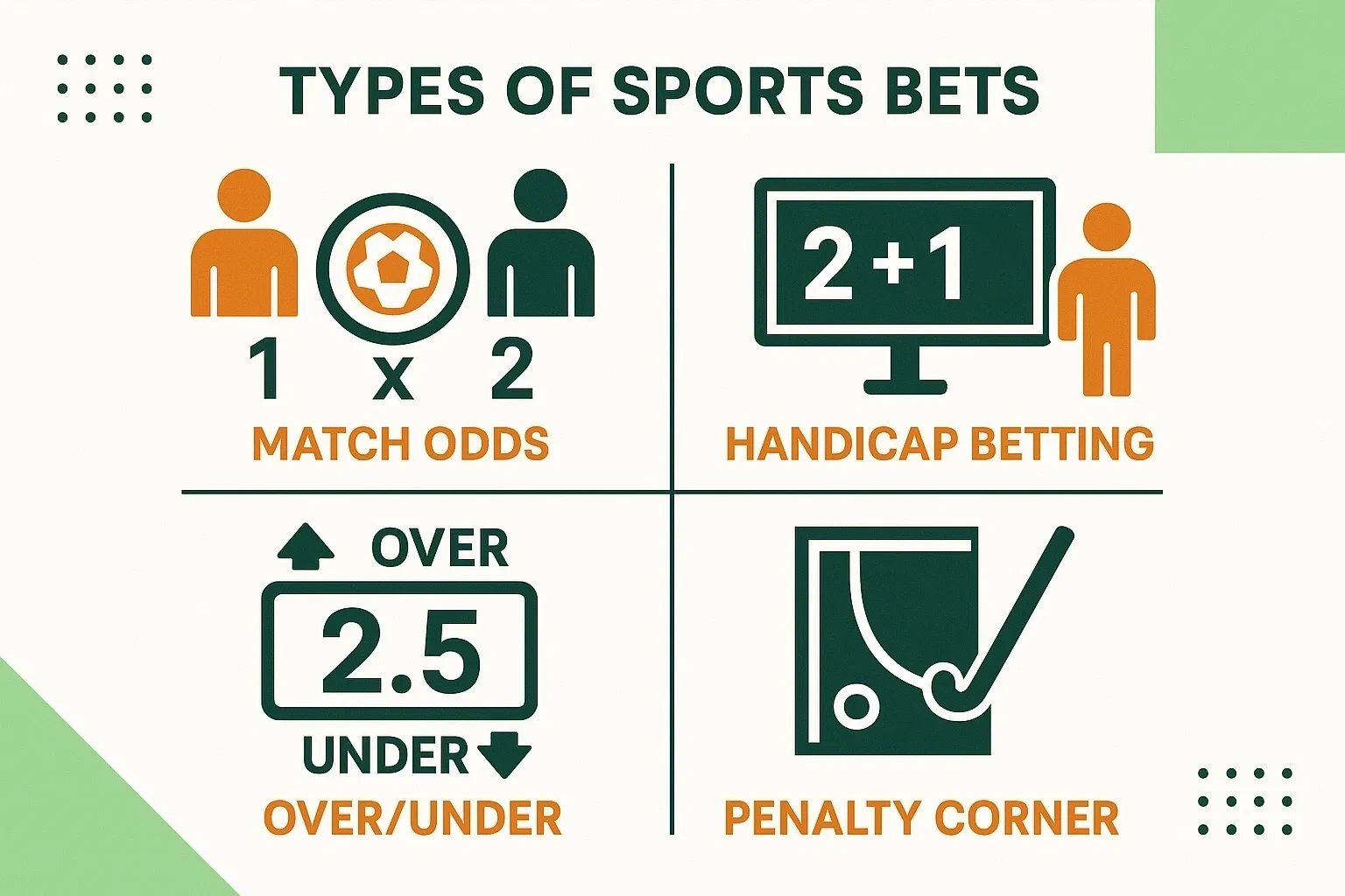 Verschillende soorten weddenschappen bij hockey: match odds, handicap en over/under