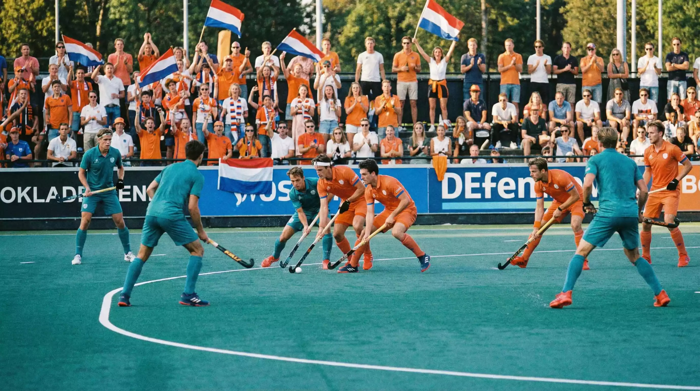 Hockeystadion met thuispubliek op de tribunes